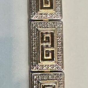 PAJ 925 Sterling Women's Bracelet Gold Silver Tone Greek Key Style Safety Clasp